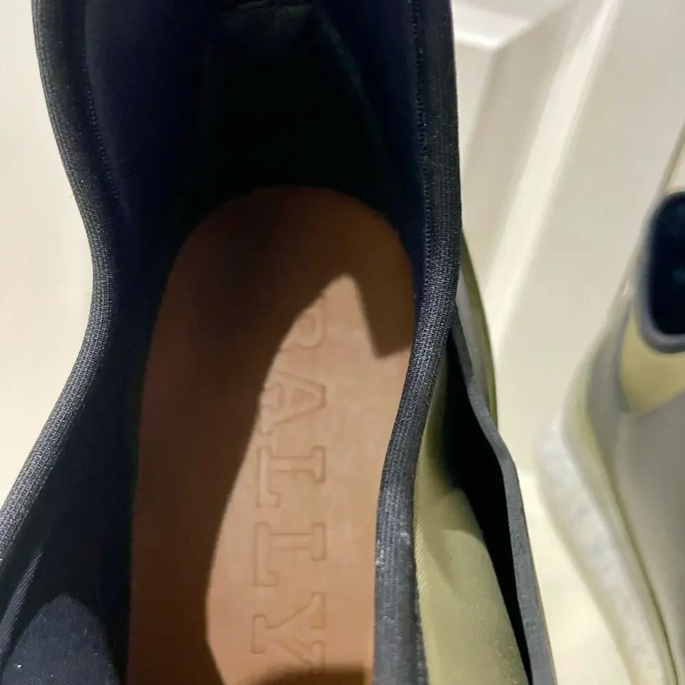 BALLY‎ MEN SHOES NEOPRENE OLIVE GREEN/BLACK LEATHER MADE IN ITALY Sz 13 ICONIC